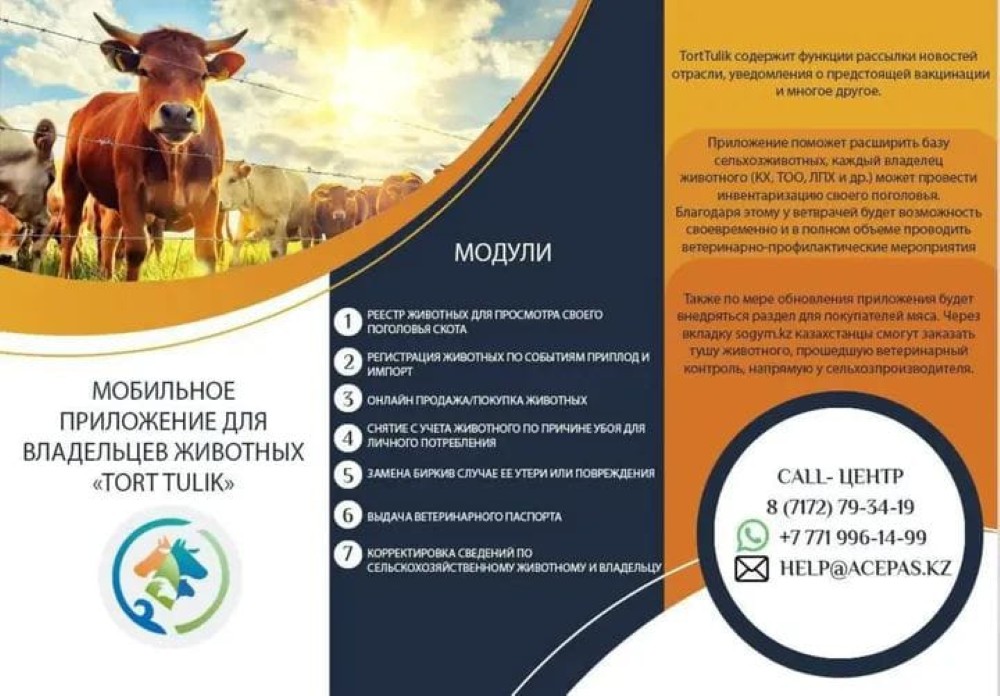 Жануарлар иелеріне арналған «TORT TULIK» мобилді қосымшасы